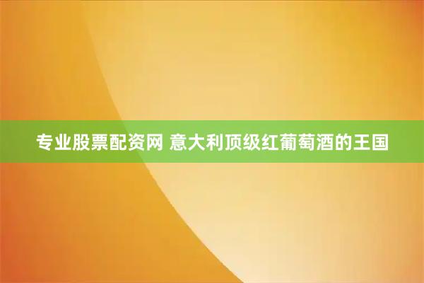 专业股票配资网 意大利顶级红葡萄酒的王国